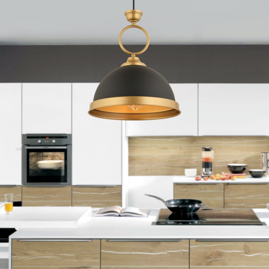 Hanglamp MONZA 1xE27/40W/230V diameter 30 cm zwart/brons