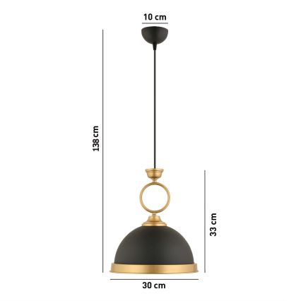 Hanglamp MONZA 1xE27/40W/230V diameter 30 cm zwart/brons