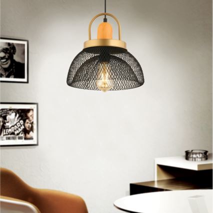 Hanglamp MONZA 1xE27/40W/230V met een diameter van 29 cm zwart/goud