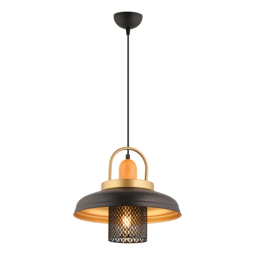 Hanglamp MONZA 1xE27/40W/230V met een diameter van 32 cm zwart/goud