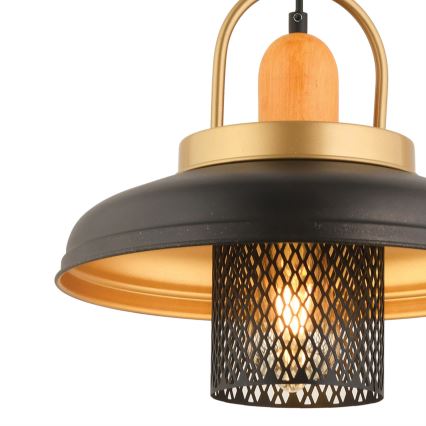 Hanglamp MONZA 1xE27/40W/230V met een diameter van 32 cm zwart/goud