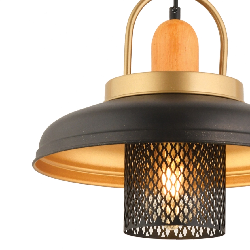 Hanglamp MONZA 1xE27/40W/230V met een diameter van 32 cm zwart/goud