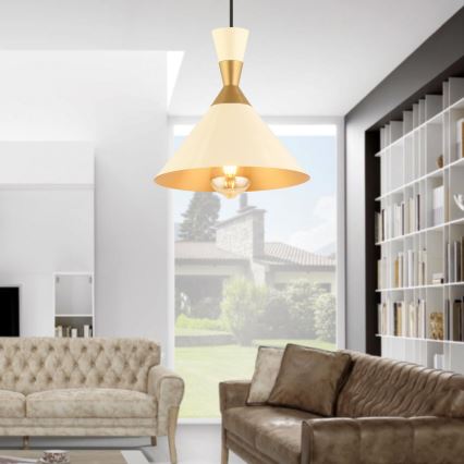 Hanglamp MONZA 1xE27/40W/230V Ø 25 cm crème/goud