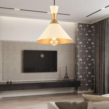 Hanglamp MONZA 1xE27/40W/230V Ø 25 cm crème/goud