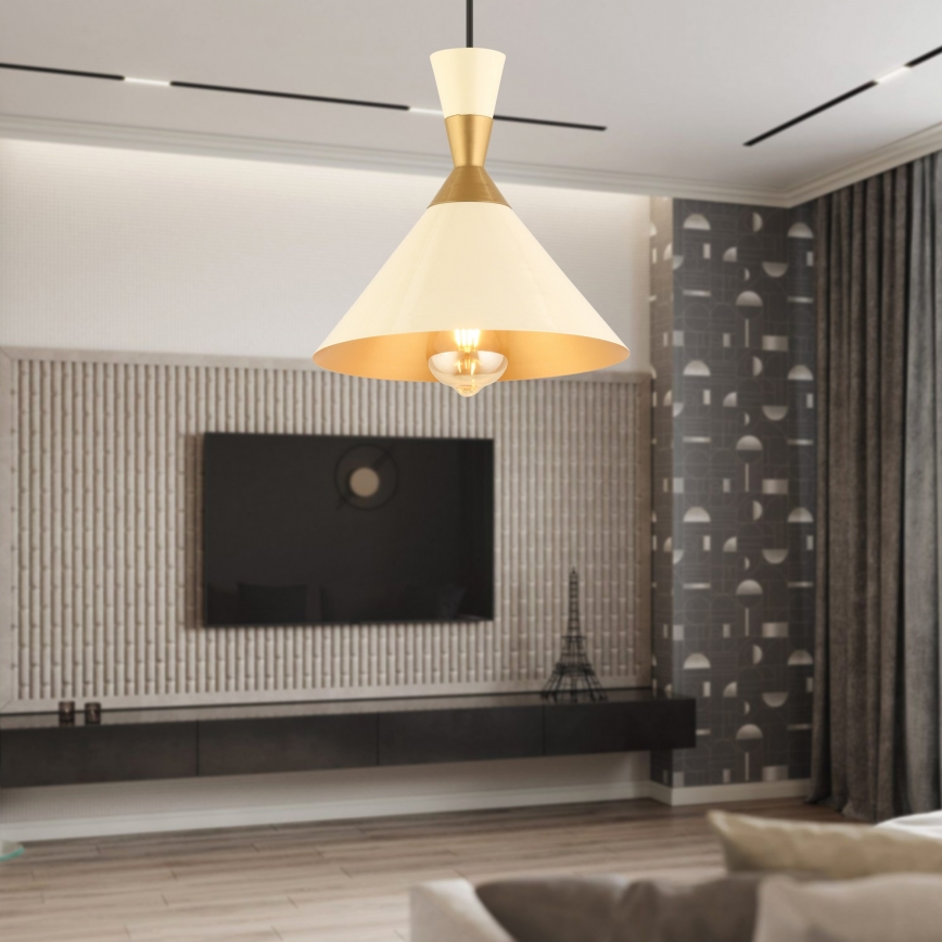 Hanglamp MONZA 1xE27/40W/230V Ø 25 cm crème/goud