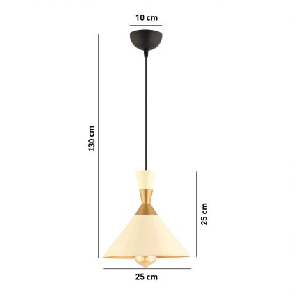 Hanglamp MONZA 1xE27/40W/230V Ø 25 cm crème/goud