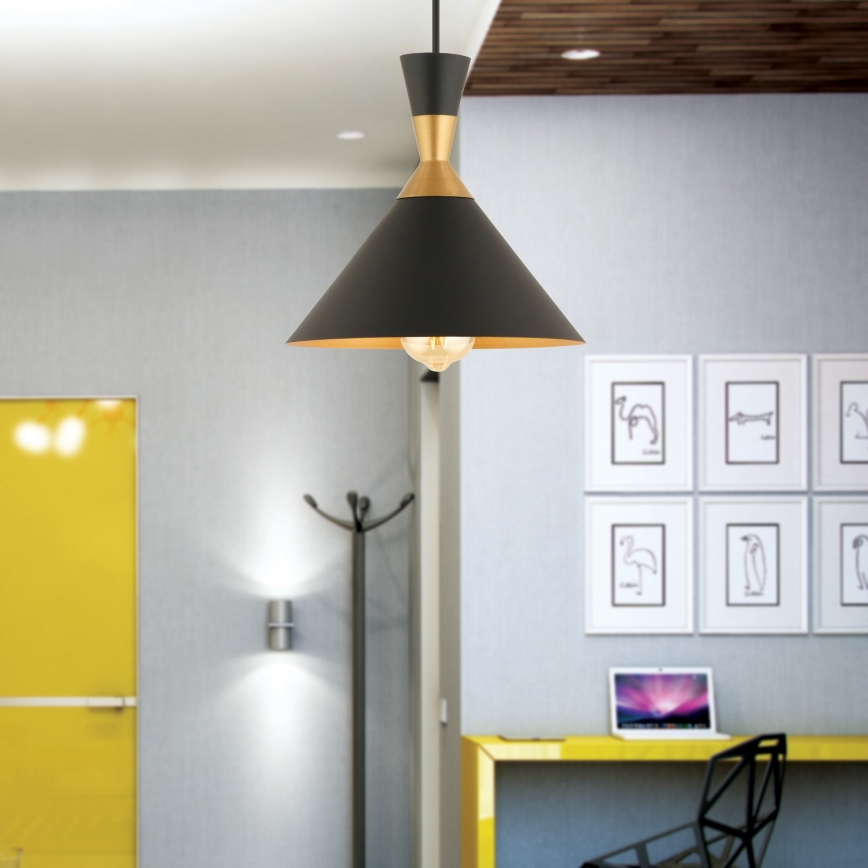 Hanglamp MONZA 1xE27/40W/230V Ø 25 cm zwart/goud