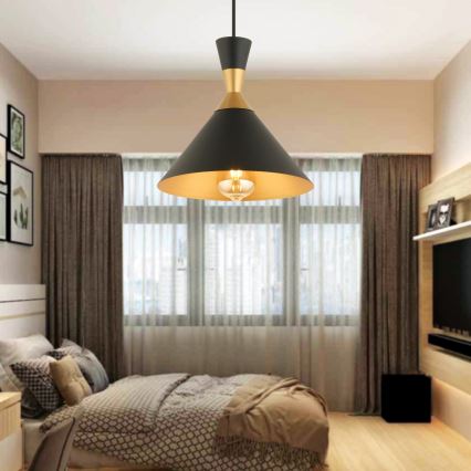 Hanglamp MONZA 1xE27/40W/230V Ø 25 cm zwart/goud