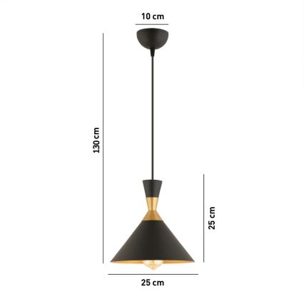 Hanglamp MONZA 1xE27/40W/230V Ø 25 cm zwart/goud