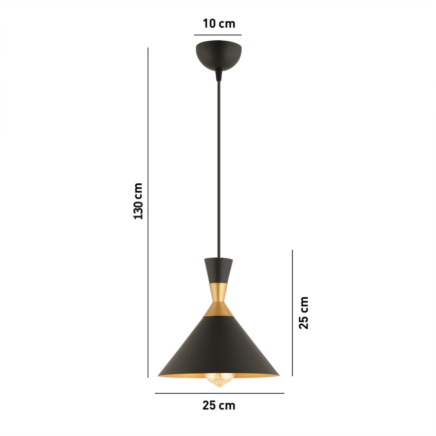Hanglamp MONZA 1xE27/40W/230V Ø 25 cm zwart/goud
