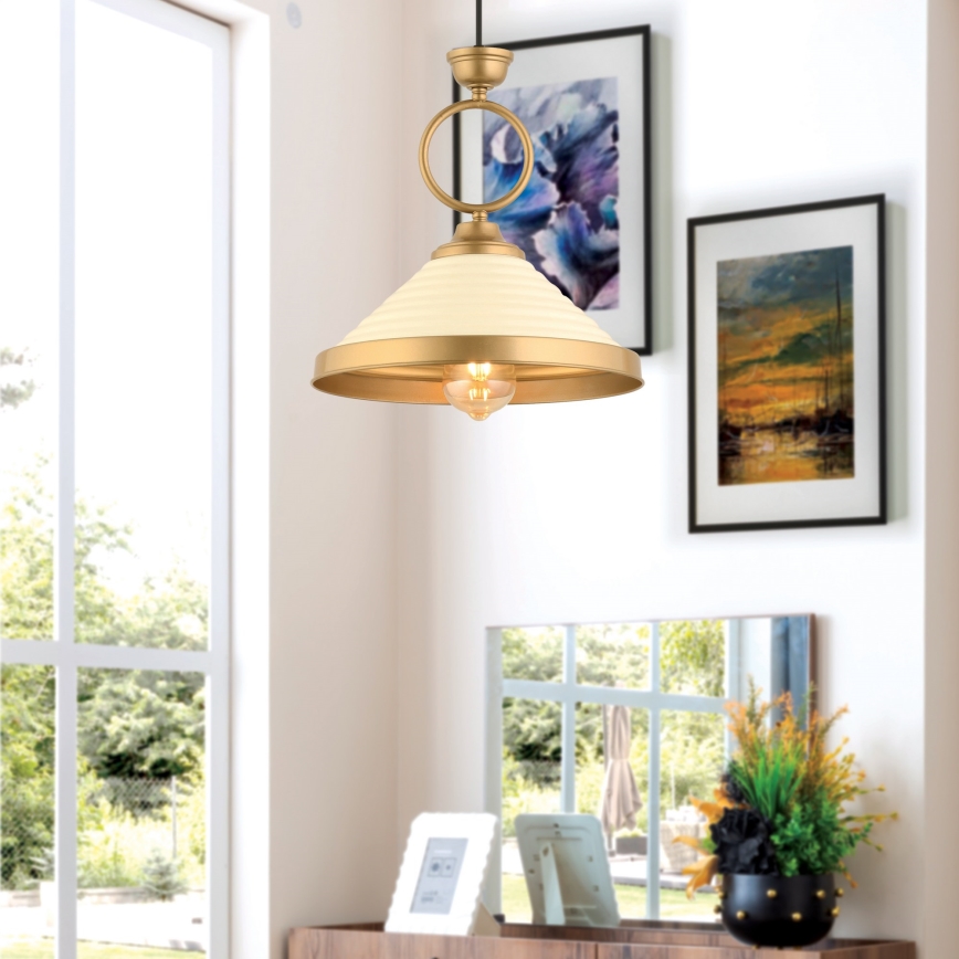 Hanglamp MONZA 1xE27/40W/230V Ø 30 cm crème/brons