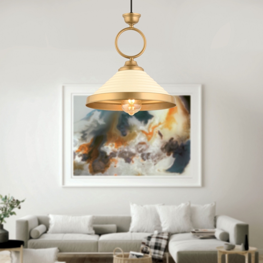 Hanglamp MONZA 1xE27/40W/230V Ø 30 cm crème/brons