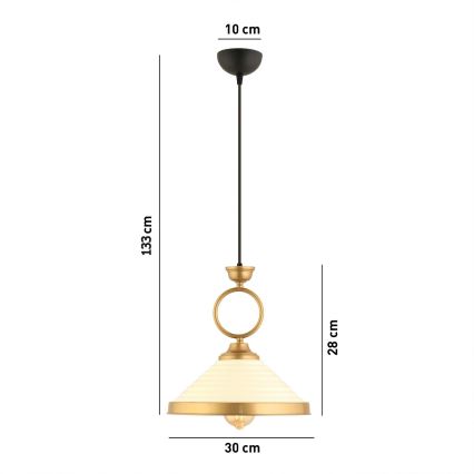 Hanglamp MONZA 1xE27/40W/230V Ø 30 cm crème/brons
