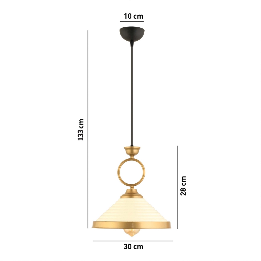 Hanglamp MONZA 1xE27/40W/230V Ø 30 cm crème/brons
