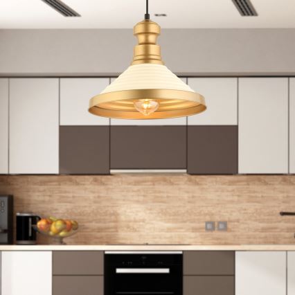 Hanglamp MONZA 1xE27/40W/230V Ø 30 cm crème/goud