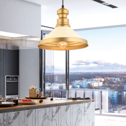 Hanglamp MONZA 1xE27/40W/230V Ø 30 cm crème/goud