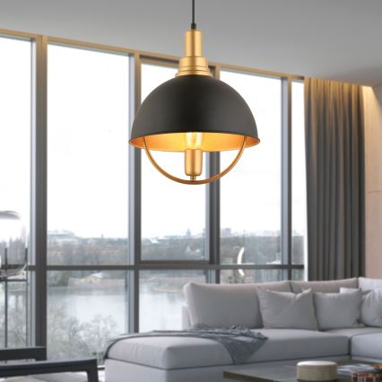 Hanglamp MONZA 1xE27/40W/230V Ø 30 cm zwart/goud