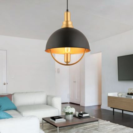 Hanglamp MONZA 1xE27/40W/230V Ø 30 cm zwart/goud