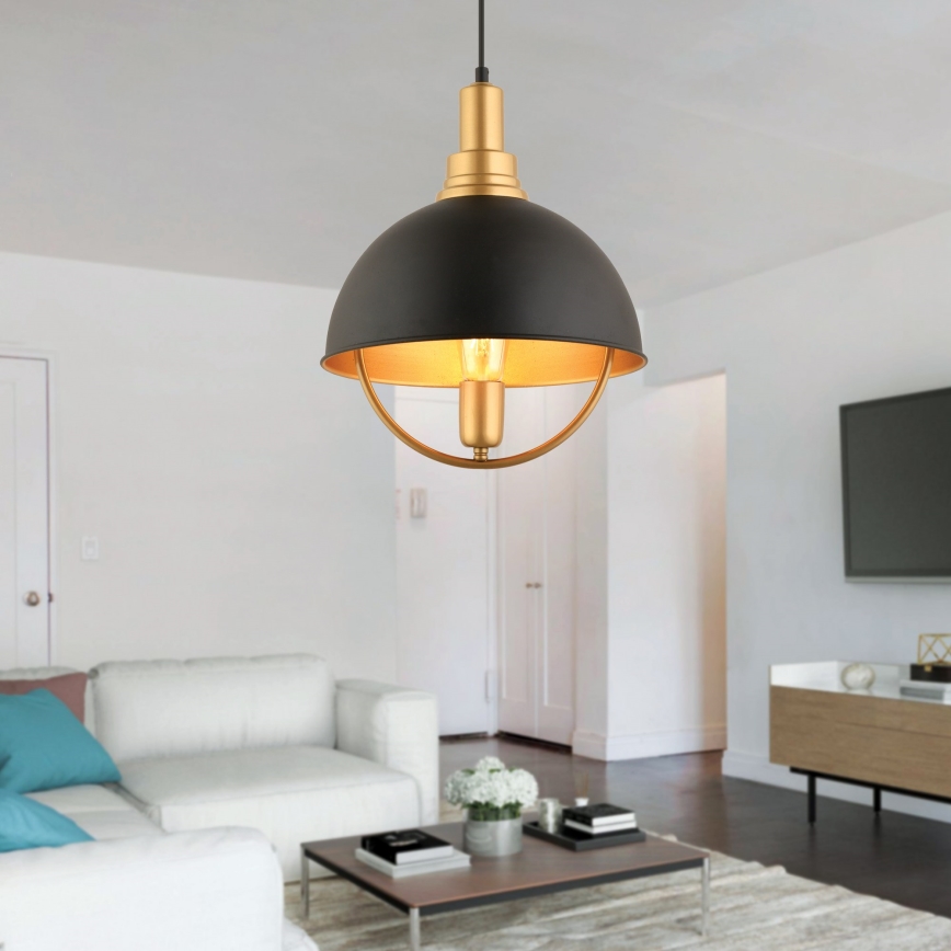 Hanglamp MONZA 1xE27/40W/230V Ø 30 cm zwart/goud