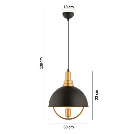 Hanglamp MONZA 1xE27/40W/230V Ø 30 cm zwart/goud