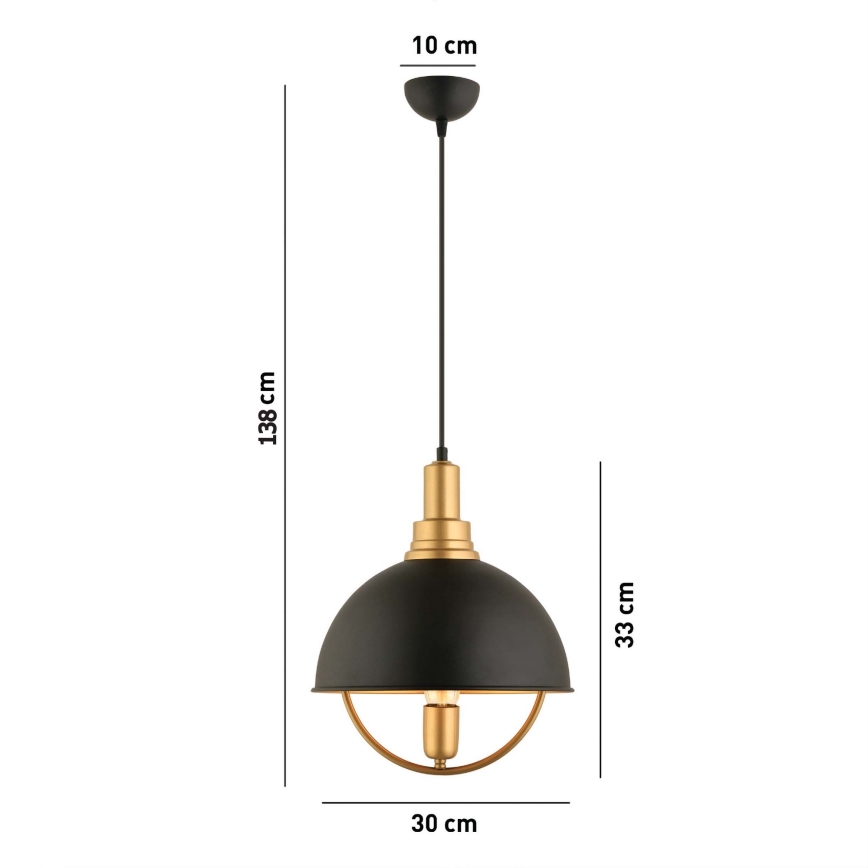 Hanglamp MONZA 1xE27/40W/230V Ø 30 cm zwart/goud