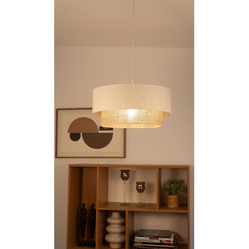 Hanglamp NATIA met kabel, 1x E27 (max. 60 W), 230 V, Ø 45 cm, wit/bruin