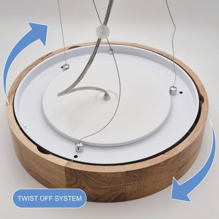 Hanglamp aan kabel OAK 3xE27/60W/230V eiken ? 47,5 cm