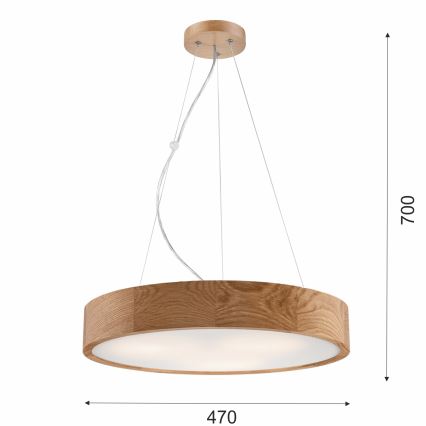 Hanglamp aan kabel OAK 3xE27/60W/230V eiken ? 47,5 cm