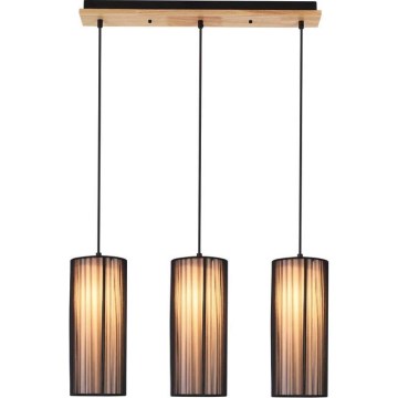 Hanglamp op draad KIOTO 3xE27/40W/230V zwart/beuken