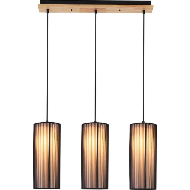 Hanglamp op draad KIOTO 3xE27/40W/230V zwart/beuken