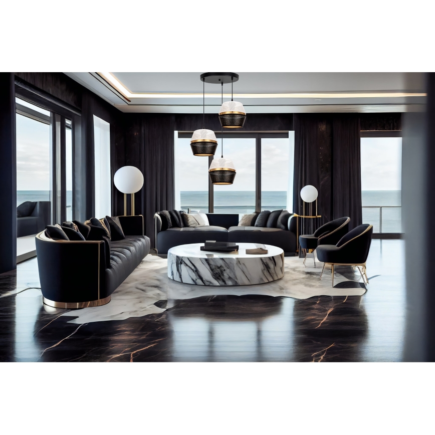 Hanglamp aan kabel PARIS 3xE27/60W/230V Ø 45 cm wit/zwart/goud