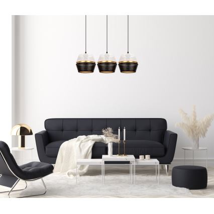 Hanglamp aan kabel PARIS 3xE27/60W/230V wit/zwart/goud