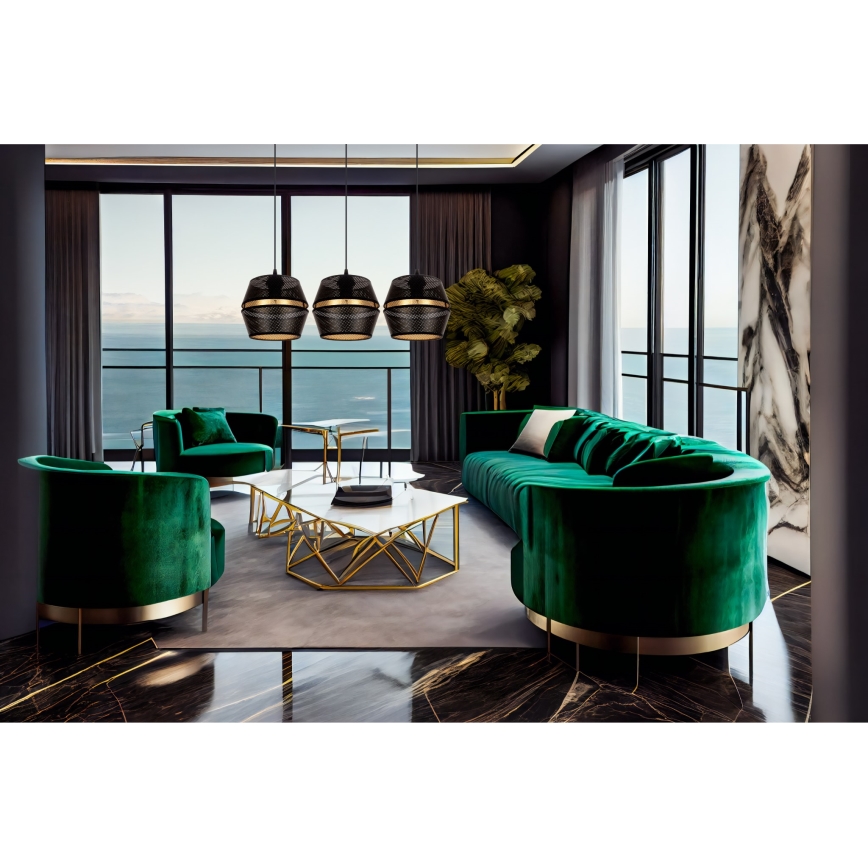 Hanglamp aan kabel PARIS 3xE27/60W/230V zwart/goud