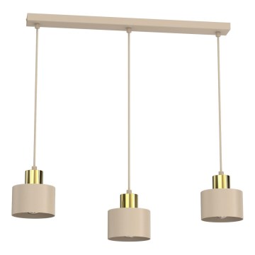 Hanglamp PARKLA met kabel 3xE27/15W/230V beige/goud