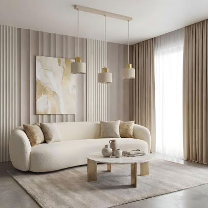 Hanglamp PARKLA met kabel 3xE27/15W/230V beige/goud