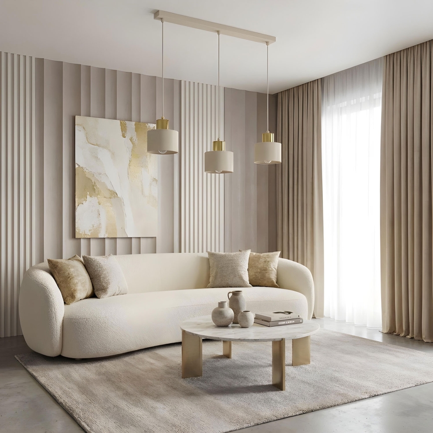 Hanglamp PARKLA met kabel 3xE27/15W/230V beige/goud