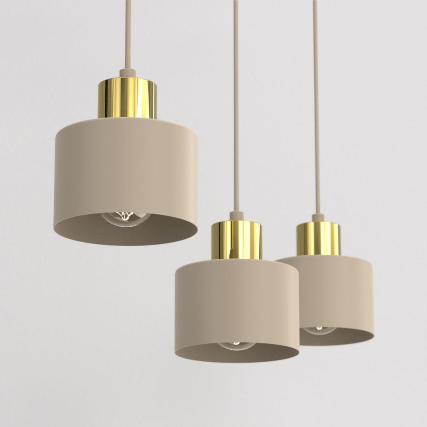 Hanglamp PARKLA met kabel 3xE27/15W/230V beige/goud
