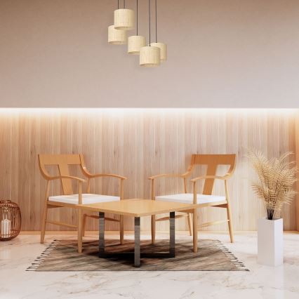 Hanglamp aan kabel RATTAN 5xE27/60W/230V rotan