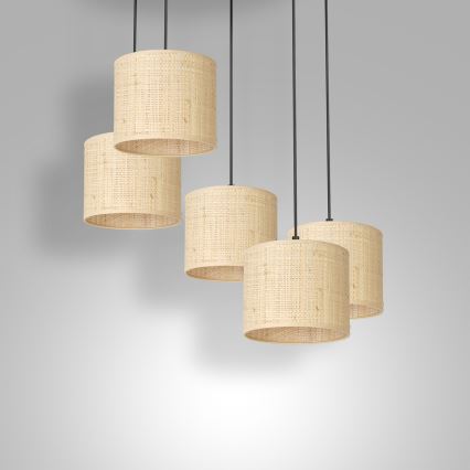 Hanglamp aan kabel RATTAN 5xE27/60W/230V rotan
