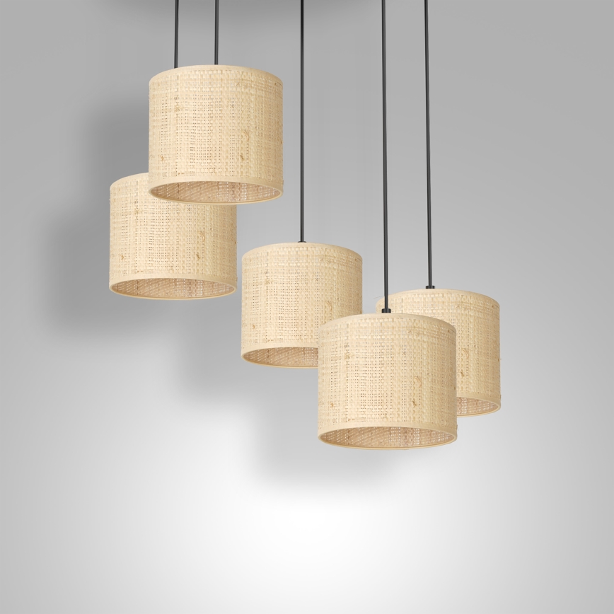 Hanglamp aan kabel RATTAN 5xE27/60W/230V rotan