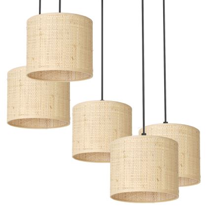 Hanglamp aan kabel RATTAN 5xE27/60W/230V rotan