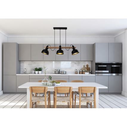 Hanglamp aan kabel RENO 3xE27/40W/230V zwart/bruin