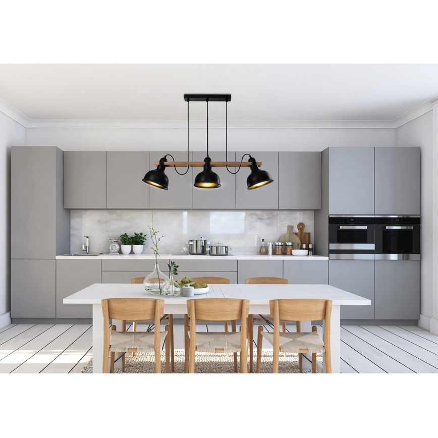 Hanglamp aan kabel RENO 3xE27/40W/230V zwart/bruin