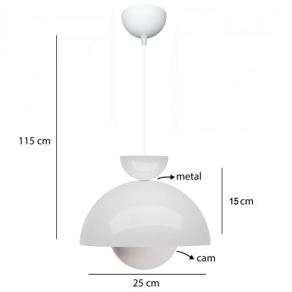 Hanglamp SALVA 1xE27/15W/230V wit
