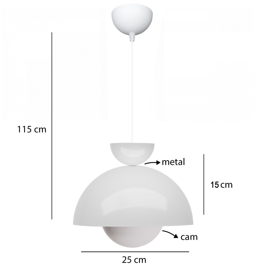 Hanglamp SALVA 1xE27/15W/230V wit
