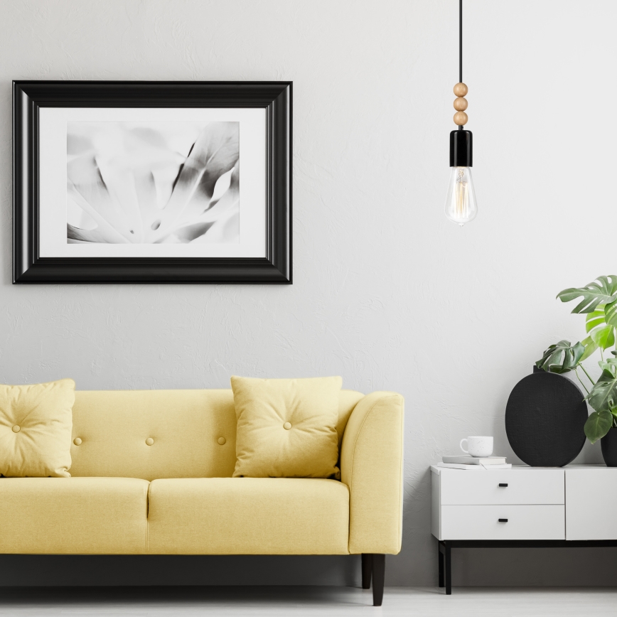 Hanglamp aan kabel SIMON 1xE27/60W/230V zwart/beuk