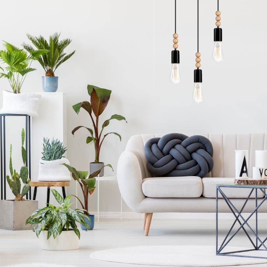 Hanglamp aan kabel SIMON 3xE27/60W/230V beuken