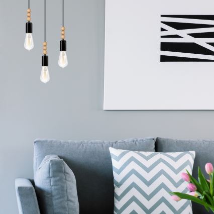 Hanglamp aan kabel SIMON 3xE27/60W/230V beuken