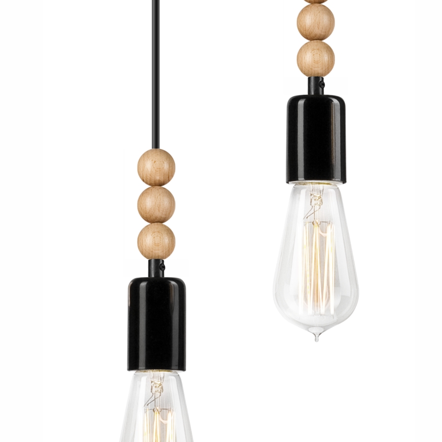 Hanglamp aan kabel SIMON 3xE27/60W/230V beuken