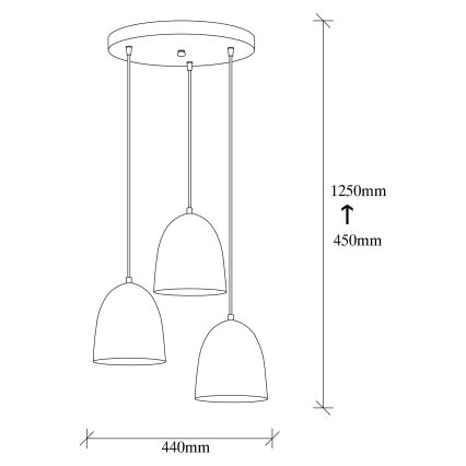 Hanglamp TATTOO 3xE27/40W/230V zwart